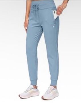 G Gradual Baby Blue Fleece Lined Joggers, High Waisted Water Resistant, Size S